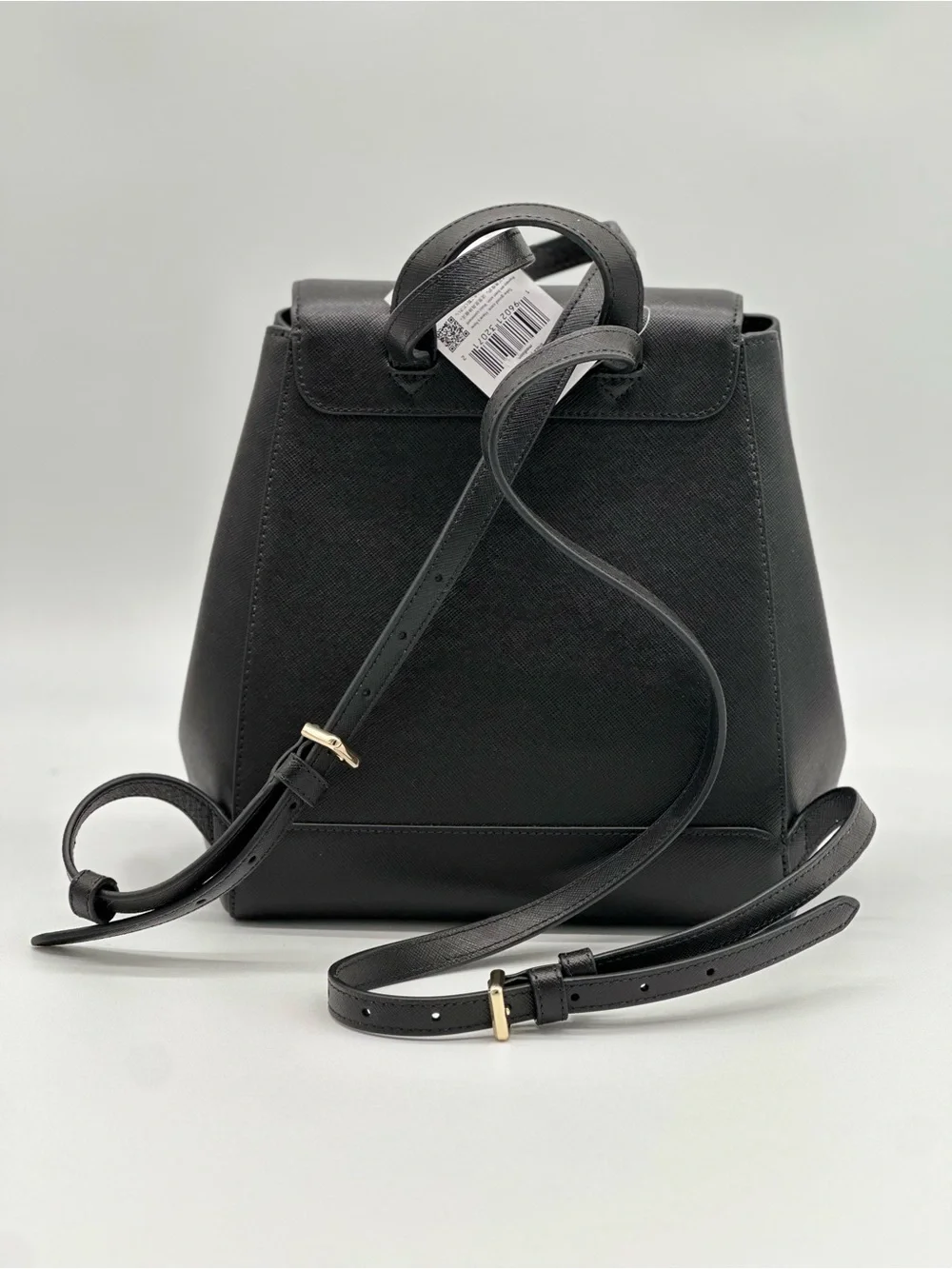 kate spade Black Saffiano Leather Flap Backpack